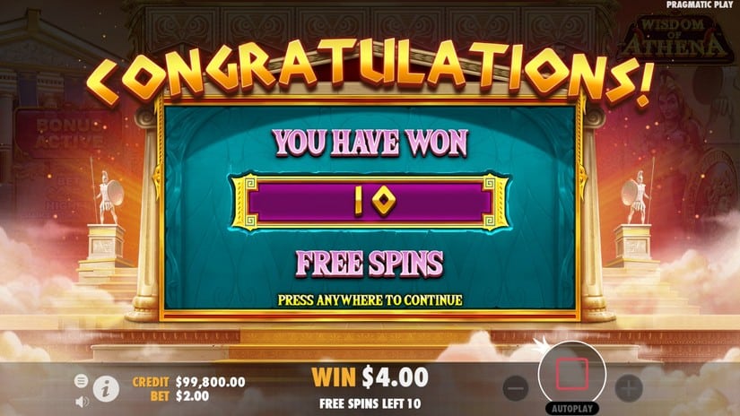 Wisdom of Athena slot screen 3