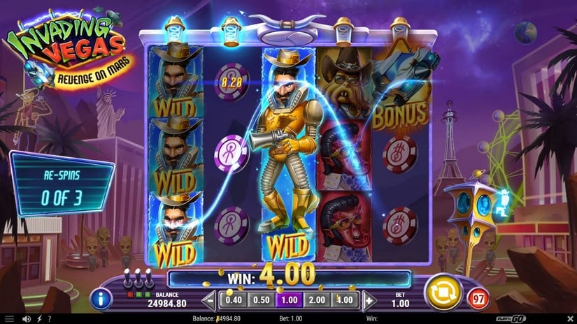 Invading Vegas Revenge on Mars slot screen 4