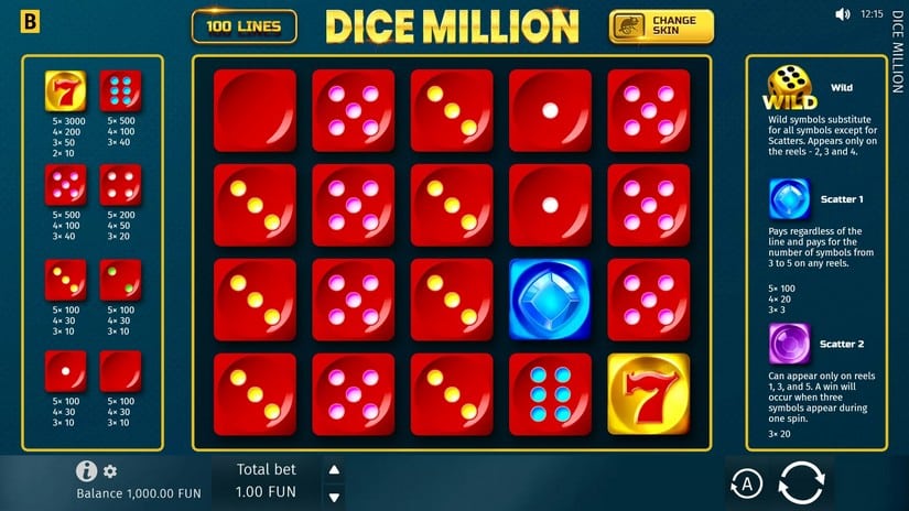Dice Million slot screen 1
