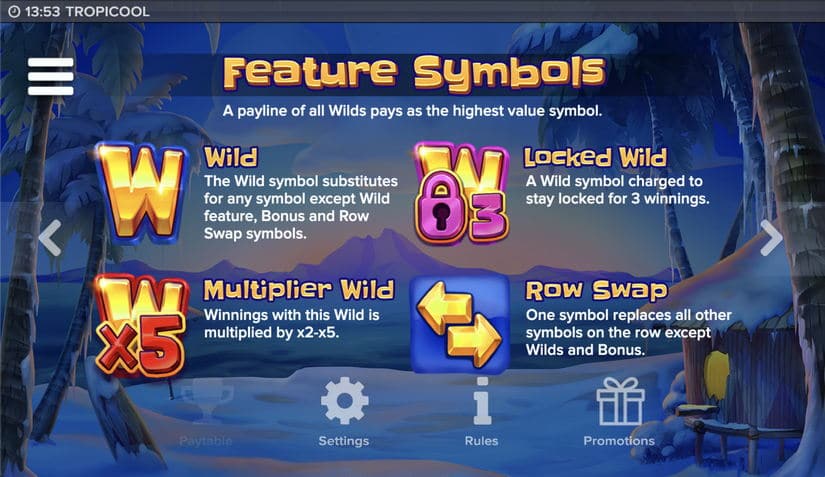 Tropicool slot screen 7