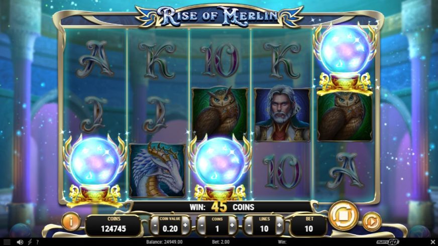 Rise of Merlin slot screen 2
