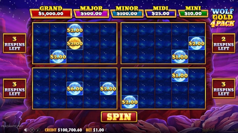 Wolf Gold 4 Pack slot screen 7