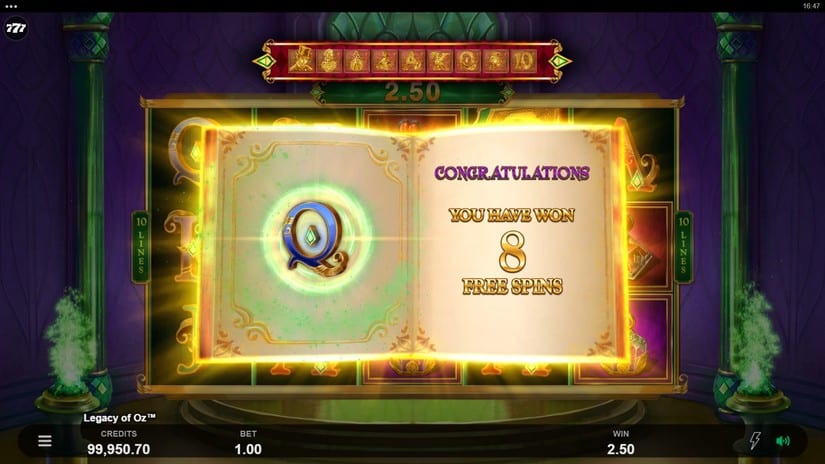 Legacy of Oz slot screen 4