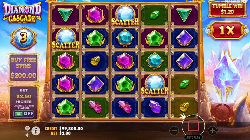 Diamond Cascade slot screen 1
