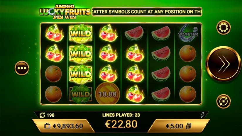 Amigo Lucky Fruits Pin Win slot screen 3