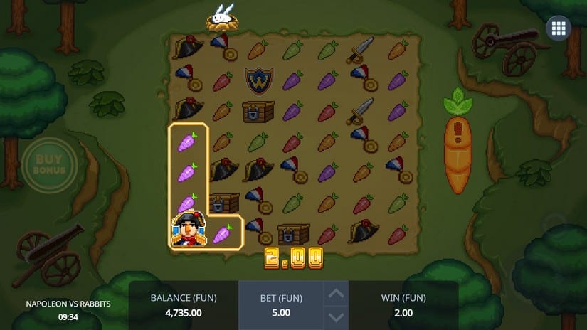 Napoleon vs Rabbits slot screen 2