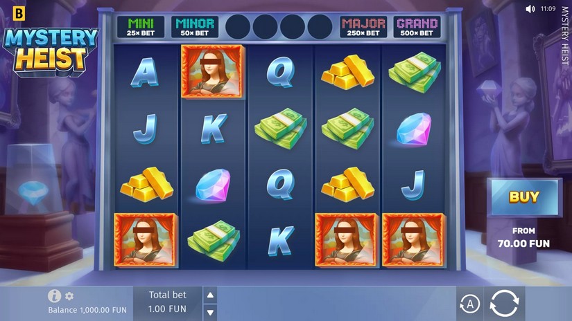Mystery Heist slot screen 1