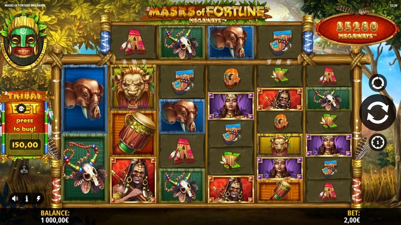Masks of Fortune Megaways slot screen 1