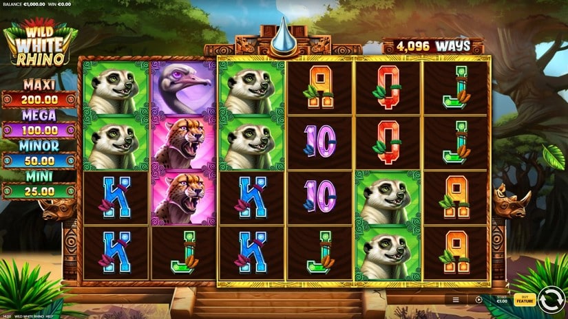 Wild White Rhino slot screen 1