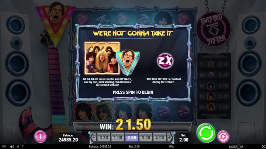 Twisted Sister slot screen 3