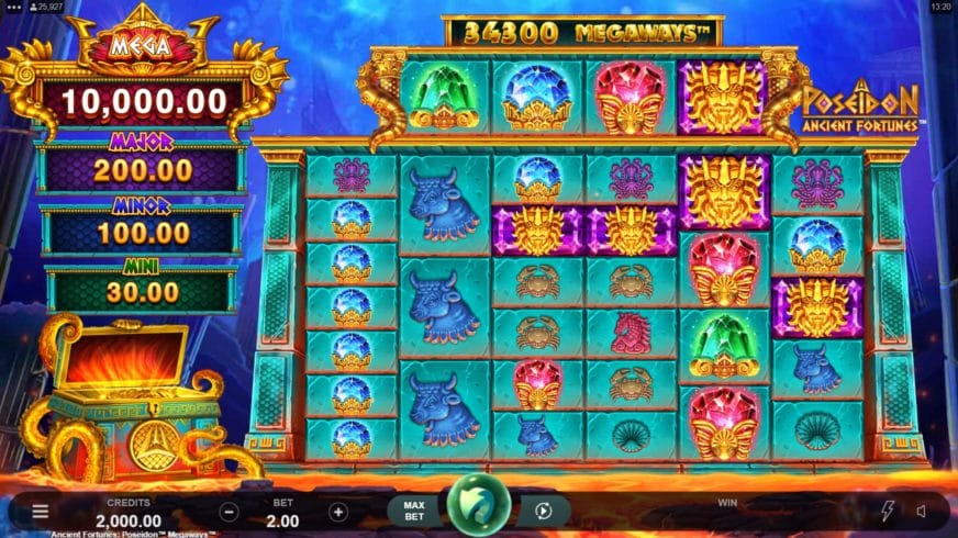 Ancient Fortunes Poseidon Megaways slot screen 1