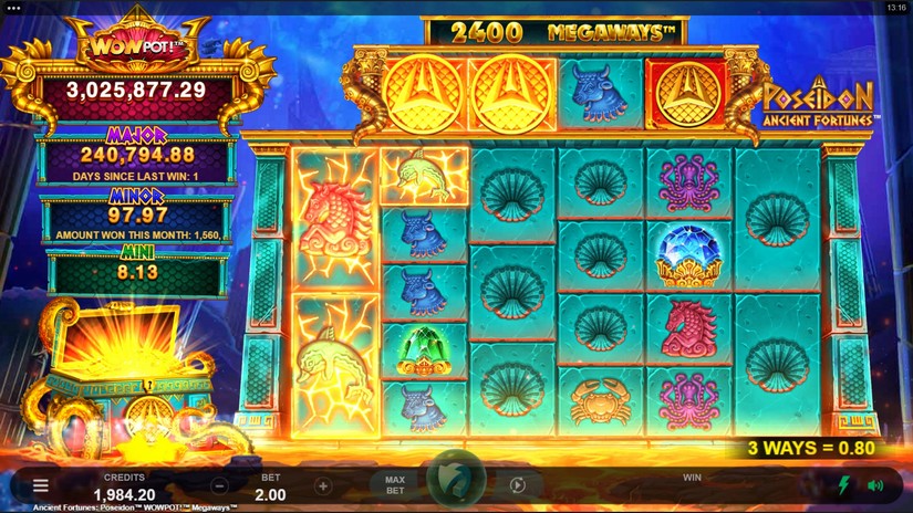 Ancient Fortunes Poseidon WowPot Megaways slot screen 3