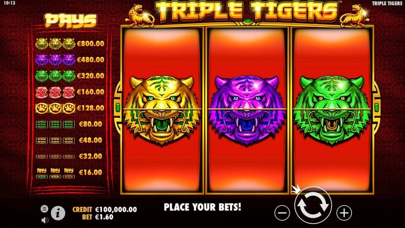 Triple Tigers slot screen 1