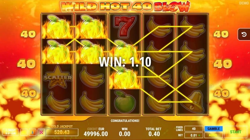 Wild Hot 40 Blow slot screen 2