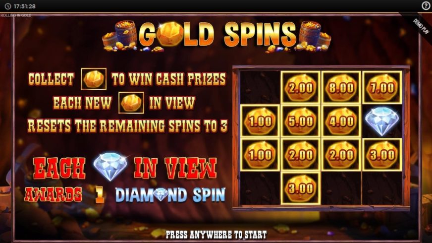 Rolling in Gold slot screen 2