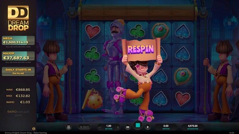 Groovy Knights Dream Drop slot screen 3