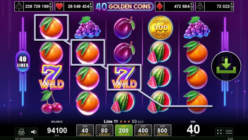 40 Golden Coins slot screen 3