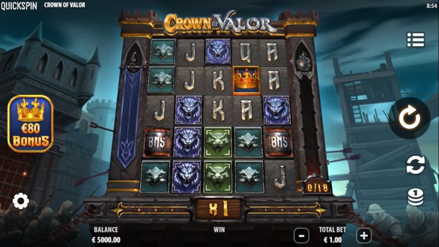 Crown of Valor slot screen 1
