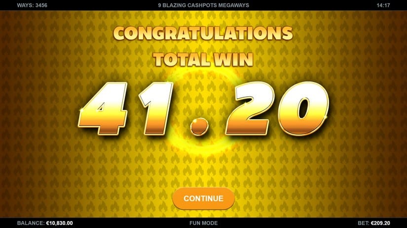 9 Blazing Cashpots Megaways slot screen 7