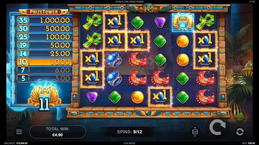 Horus Fire PrizeTower slot screen 5