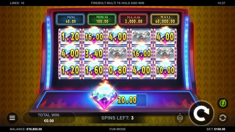 Firebolt Multi 7s Hold and Win slot screen 3
