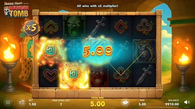 Tessa Hunt and the Warrior Tomb slot screen 3