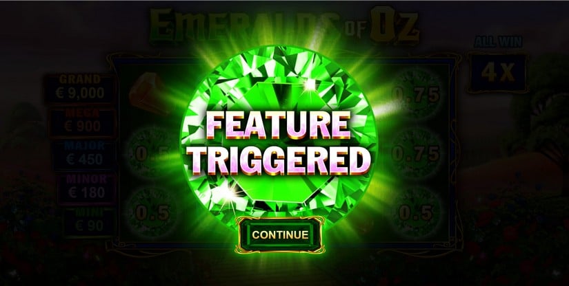 Emeralds of Oz slot screen 3
