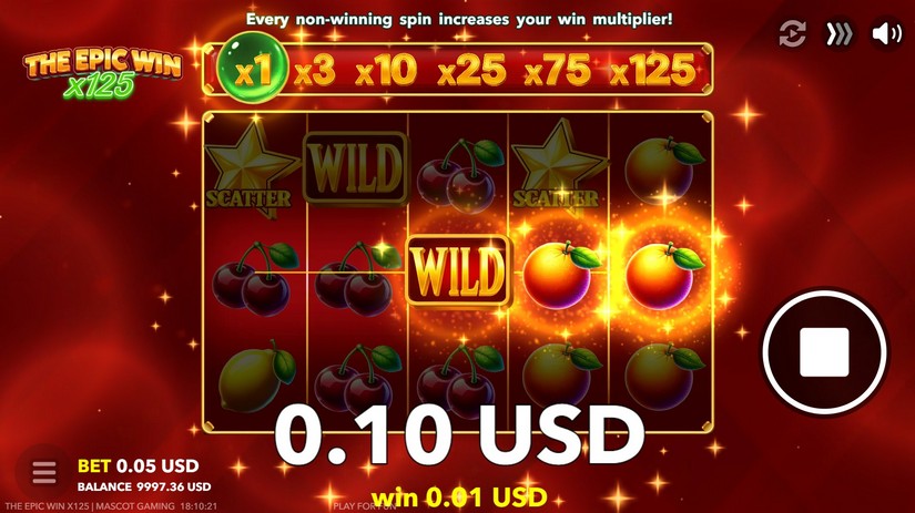 The Epic Win x125 slot screen 5