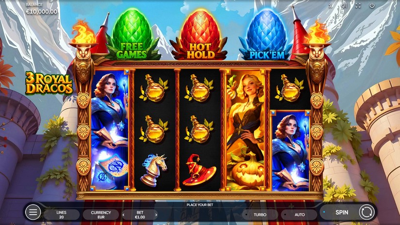 3 Royal Dracos slot screen 1