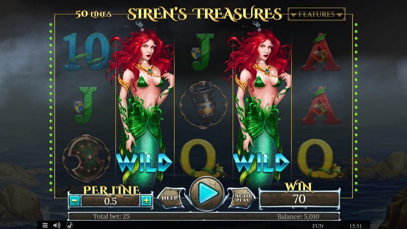 Sirens Treasures slot screen 3