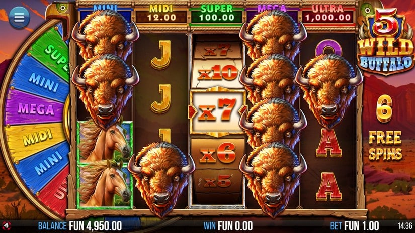 5 Wild Buffalo slot screen 4