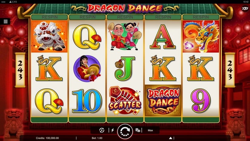 Dragon Dance slot screen 1
