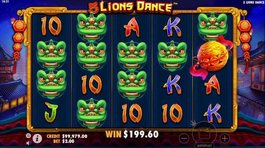5 Lions Dance slot screen 3