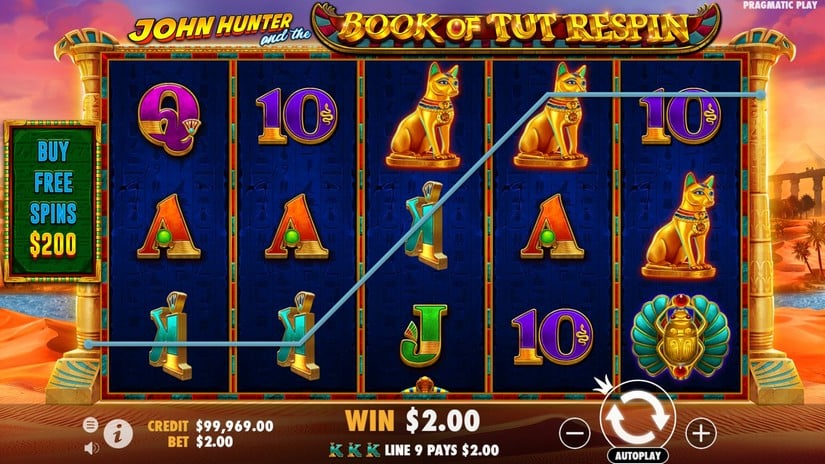 John Hunter and the Book of Tut Respin slot screen 2