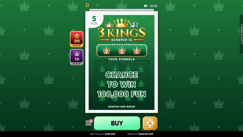 3 Kings Scratch slot screen 1