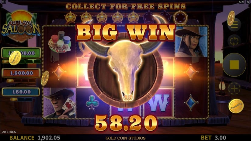 Outlaw Saloon slot screen 4