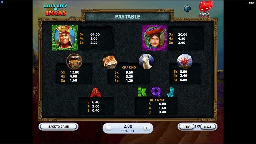 Lost City of Incas slot screen 4
