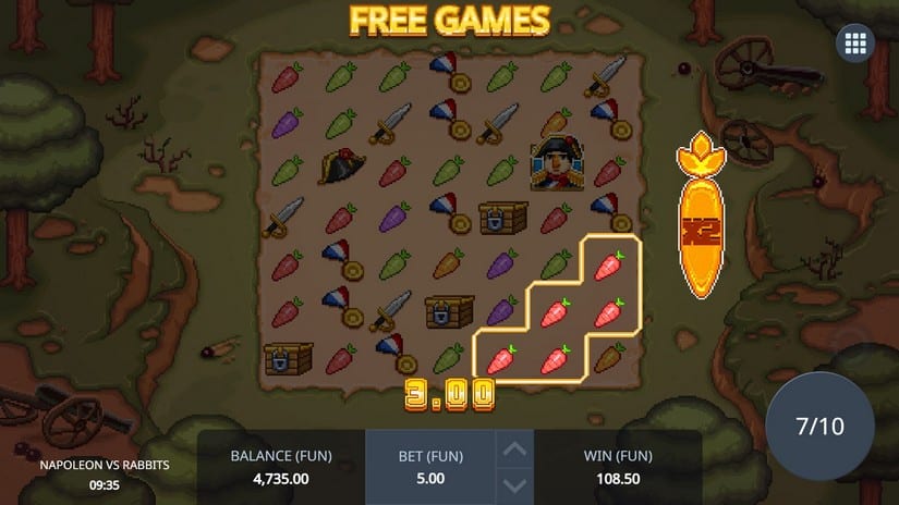 Napoleon vs Rabbits slot screen 6