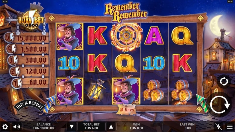 Remember Remember slot screen 1