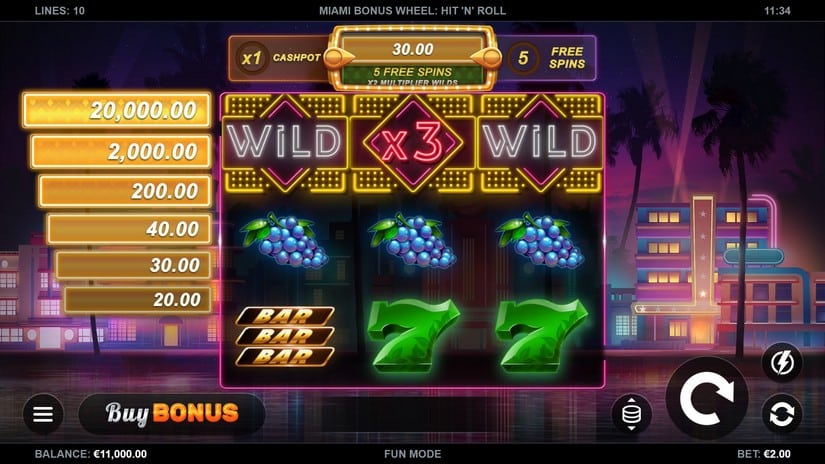 Miami Bonus Wheel Hit ‘n’ Roll slot screen 1