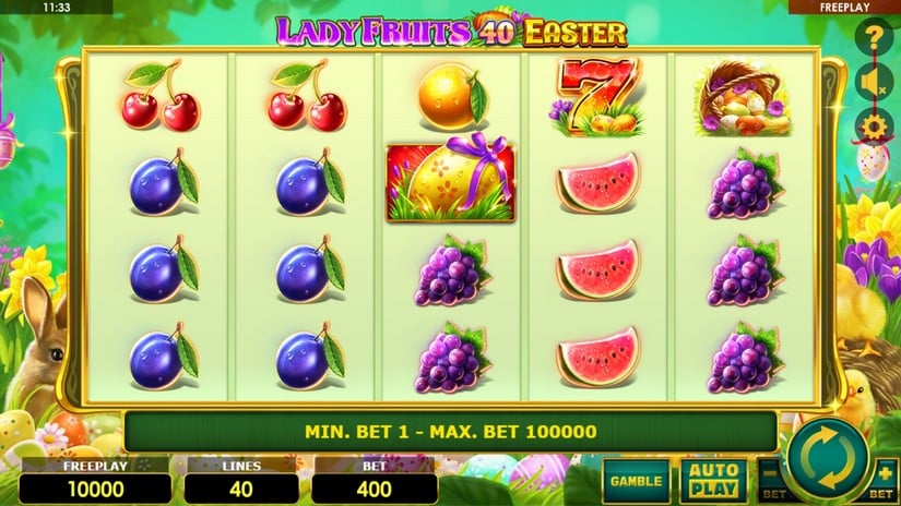 Lady Fruits 40 Easter slot screen 1