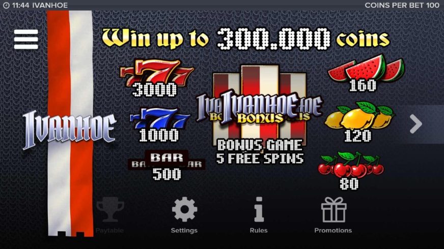 Ivanhoe slot screen 2