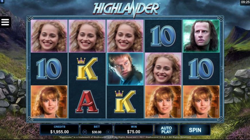Highlander slot screen 2