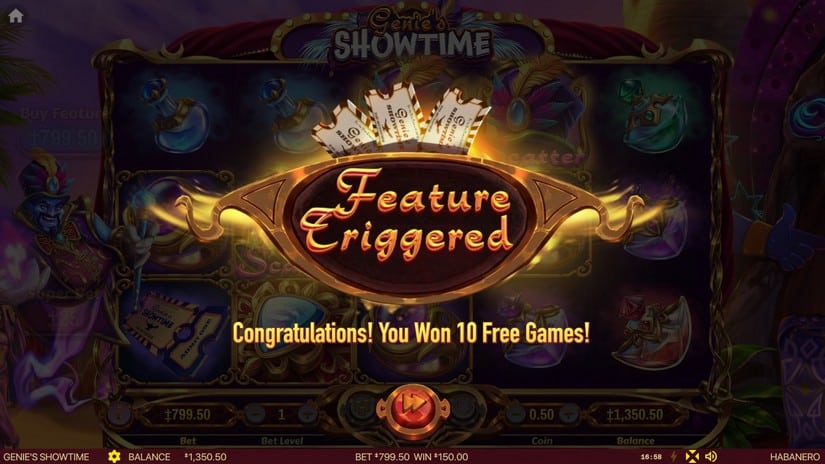 Genie’s Showtime slot screen 3