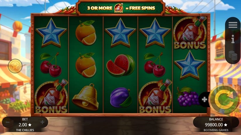The Chillies slot screen 2