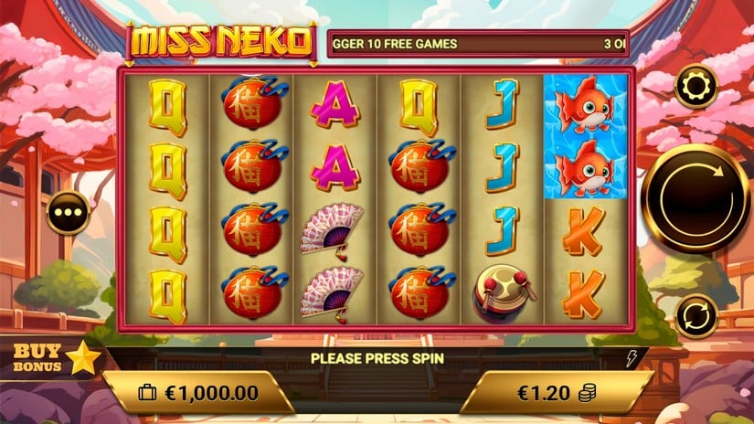Miss Neko slot screen 1