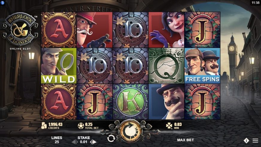 Sherlock of London slot screen 2