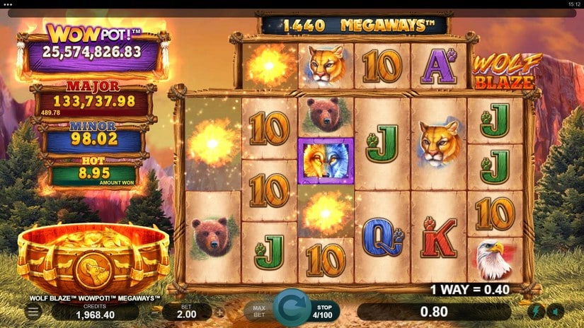 Wolf Blaze WOWPOT! Megaways slot screen 2