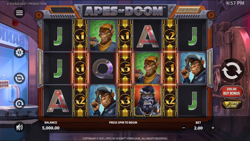 Apes of Doom slot screen 1