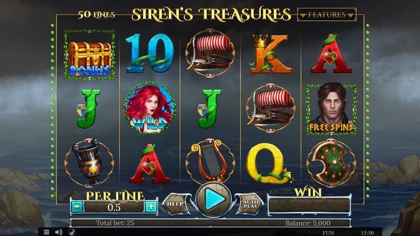 Sirens Treasures slot screen 1